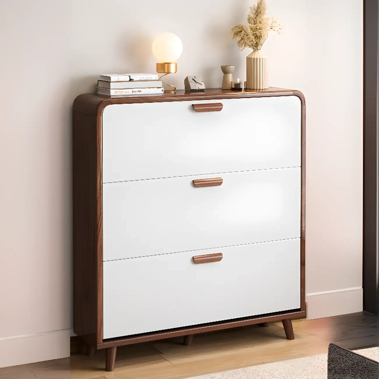 Meuble à chaussures traditionnel réglable à 3 niveaux en bois massif