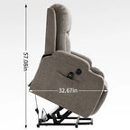 Fauteuil inclinable releveur électrique, fauteuil de massage moderne à moteur unique avec chauffage lombaire, port de chargement USB, porte-gobelets