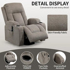 Fauteuil inclinable releveur électrique, fauteuil de massage moderne à moteur unique avec chauffage lombaire, port de chargement USB, porte-gobelets