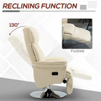 Fauteuil inclinable manuel HOMCOM pour adultes, fauteuil inclinable pivotant réglable avec repose-pieds, accoudoirs rembourrés