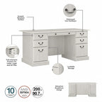 Bureau de direction Bush Furniture Saratoga avec tiroirs et rangements