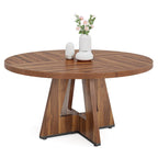 Table à manger ronde de 120 cm pour 4 personnes, table de salle à manger/cuisine/salon en bois style ferme