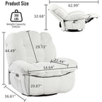 Fauteuil inclinable pivotant XINMICS, Fauteuils inclinables à bascule de massage avec fonction chauffante, ports USB, USB-C et pochette latérale