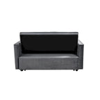 Causeuse moderne en velours avec dossier inclinable et poches, 2 places – Gris foncé / Gris clair / Bleu / Noir
