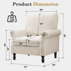 Fauteuil moderne rembourré avec clous décoratifs et pieds en bois