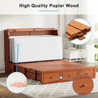 Lit escamotable avec matelas pliable, lit-armoire cube moderne avec tiroir de rangement et station de charge USB