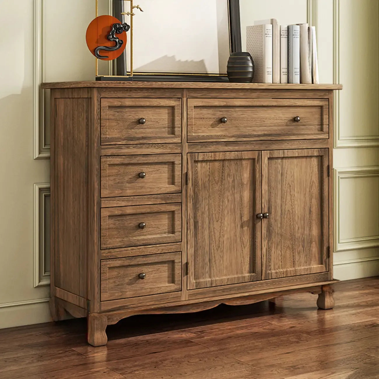 Meuble d'appoint rustique en bois marron pour salon