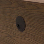 Meuble TV minimaliste avec tiroirsConsole multimédia en bois massif avec placards, porte abattante, placage noyer, entièrement assemblé