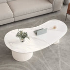 Table basse ovale standard blanche minimaliste avec 2 tiroirs