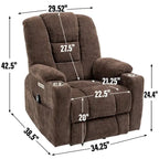Fauteuil inclinable Power Lift avec massage et chaleur, fauteuils inclinables larges et rembourrés Lazy Boy avec ports USB, Type C et 2 porte-gobelets en acier