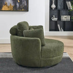 Fauteuil crapaud pivotant surdimensionné avec pouf de rangement lune