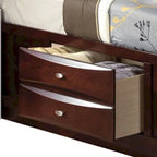 Lit double Queen Size avec bibliothèque et tiroirs, brun
