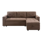Canapé d'angle réversible avec lit gigogne, méridienne de rangement, pieds durables,