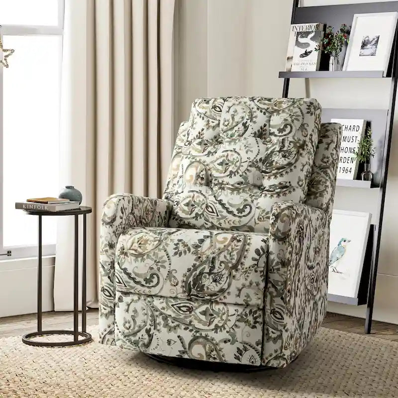 Fauteuil inclinable pivotant manuel Arlette Contemporary Floral avec dossier capitonné
