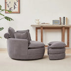 Fauteuil pivotant surdimensionné avec pouf de rangement lune et 4 oreillers