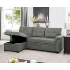 Canapé d'angle réversible avec lit gigogne, méridienne de rangement, pieds durables,