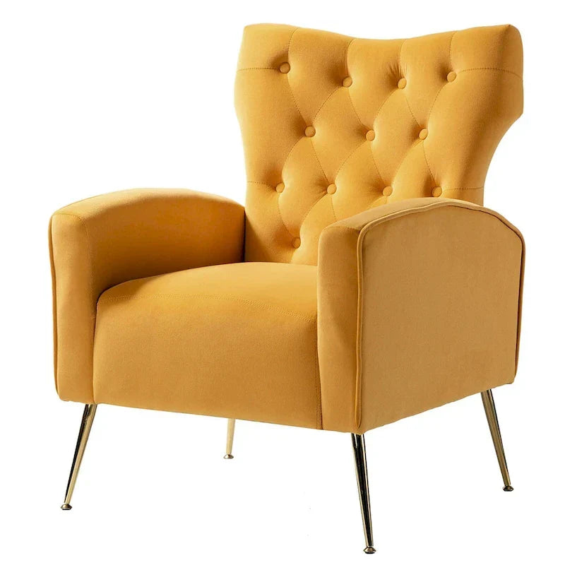 Chaise touffetée Abadiana avec accent et piètement en métal