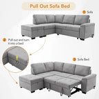 Canapé d'angle convertible 5 places en L 84,75 po avec pouf de rangement, rangement de bras dissimulé et chargement USB pour salon