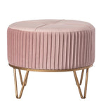 Tabouret pouf rond en velours surélevé avec base dorée épingle à cheveux