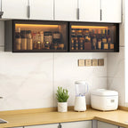 Vaisselier de cuisine en verre mural flottant en métal gris