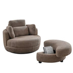 Fauteuil crapaud pivotant surdimensionné avec pouf de rangement lune