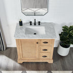 Meuble sous-vasque Hervas avec plateau en marbre naturel, sans miroir