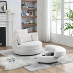 Fauteuil crapaud pivotant surdimensionné avec pouf de rangement lune
