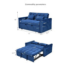 Causeuse moderne en velours avec dossier inclinable et poches, 2 places – Gris foncé / Gris clair / Bleu / Noir