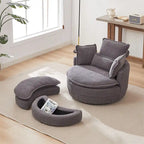 Fauteuil pivotant surdimensionné avec pouf de rangement lune et 4 oreillers