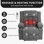 Fauteuil inclinable télécommandé avec fonction chauffage et massage