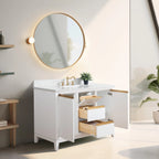 Meuble-lavabo Vanity Art avec évier en céramique et dessus en marbre reconstitué