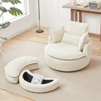 Fauteuil pivotant surdimensionné avec pouf de rangement lune et 4 oreillers