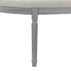 Banc rembourré capitonné beige avec pieds en bois - 55L x 20H