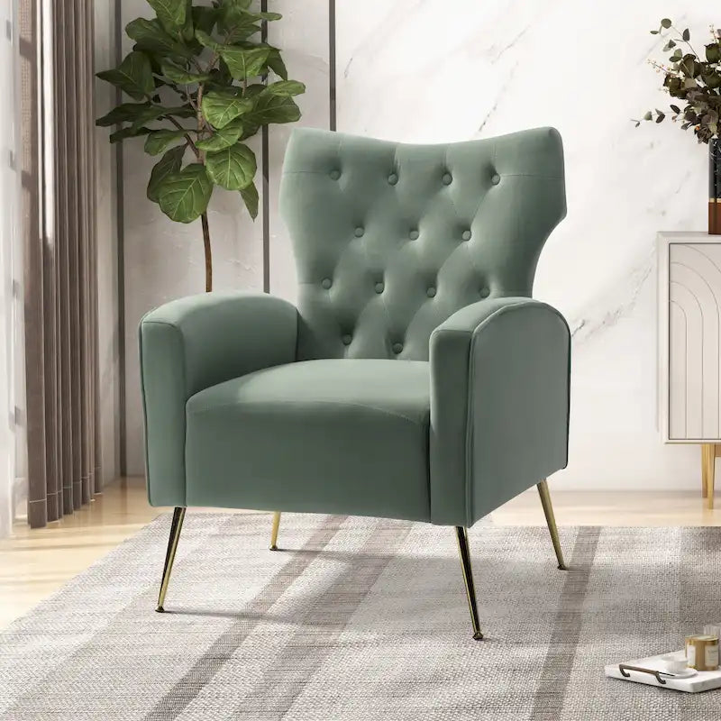 Chaise touffetée Abadiana avec accent et piètement en métal