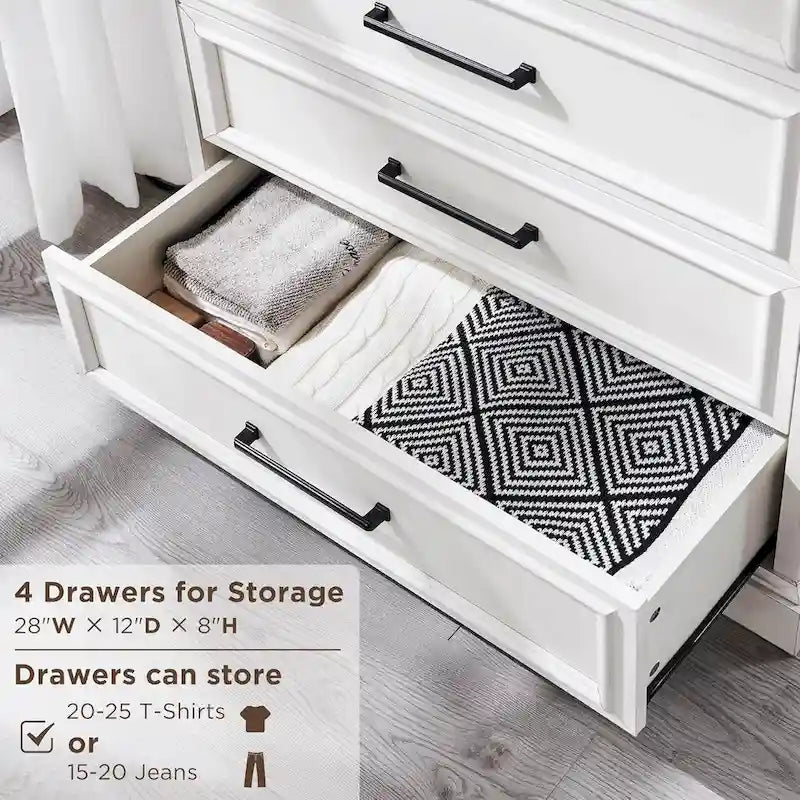 Commode de style rustique de ferme à 6 tiroirs, en bois