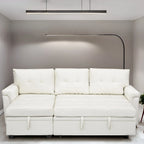 Canapé d'angle réversible avec lit gigogne, méridienne de rangement, pieds durables,