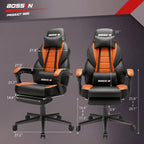 Chaise de jeu style course BOSSIN, fauteuil gamer grande taille 300 lb, chaise d'ordinateur à dossier haut
