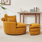 Fauteuil pivotant surdimensionné avec pouf de rangement lune et 4 oreillers