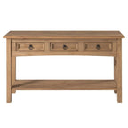 Console de couloir rustique en pin massif, blanc cérusé / marron antique / gris cérusé / non peinte, 3 tiroirs