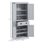 Meuble de rangement de cuisine autoportant traditionnel de 72 pouces avec 4 portes et 3 étagères réglables, grand tiroir central