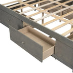 Lit plateforme King Size avec tête de lit de rangement et 8 tiroirs
