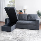 Canapé d'angle réversible convertible avec lit gigogne, méridienne de rangement et pieds durables