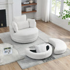 Fauteuil crapaud pivotant surdimensionné avec pouf de rangement lune