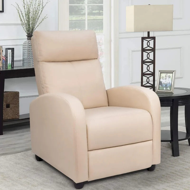 Fauteuil inclinable à dossier basculant en similicuir, marron / noir / gris / kaki / rouge / beige, simple