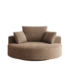 Fauteuil pivotant simple en velours côtelé et chenille avec rembourrage en mousse