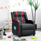 Fauteuil inclinable pour enfants Gymax Canapé ergonomique en cuir avec repose-pieds