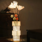 Lampadaire LED en rotin à brancher pour salon