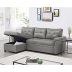 Canapé d'angle réversible convertible avec lit gigogne, méridienne de rangement et pieds durables