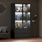 Vitrine de rangement, vitrine avec portes en verre trempé, vitrine avec 4 étagères de rangement