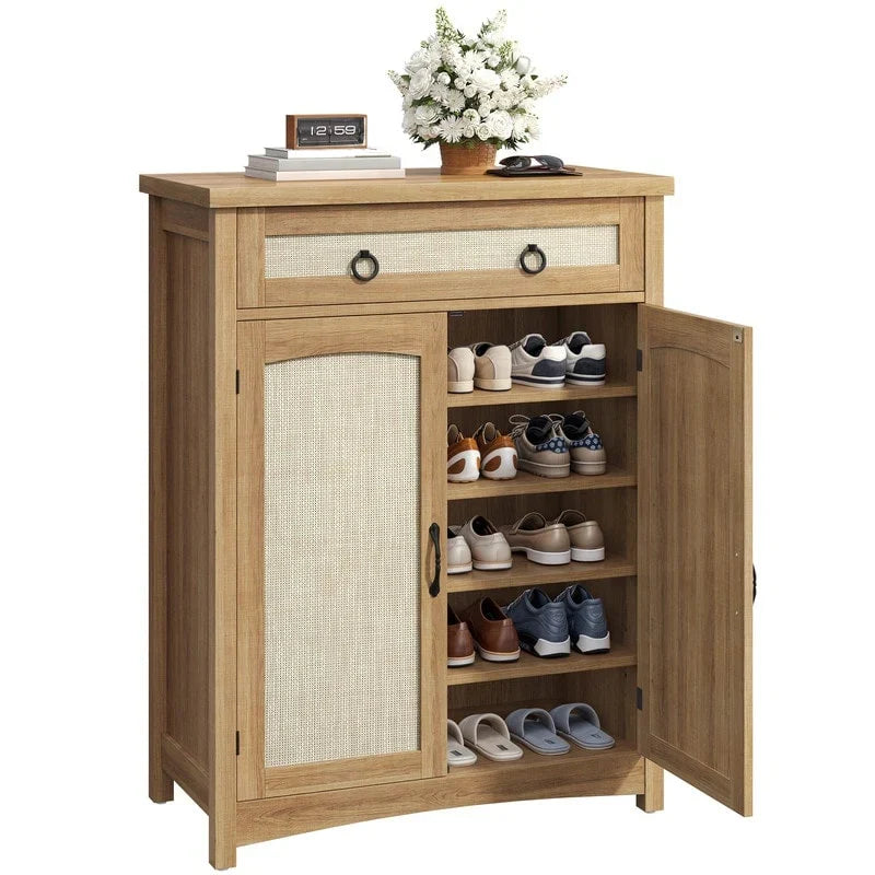 Meuble de rangement pour chaussures Moasis à 5 niveaux et 20 paires avec portes doubles pour entrée